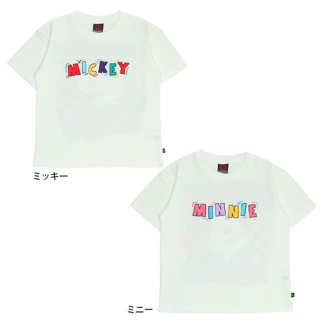 【ベビードール】ミッキー 親子お揃い バックキャラクターTシャツ 0540K / ベビーサイズ キッズ リンクコーデ ペアルック 親子コーデ トップス 半袖 天竺素材 ヒョウ柄