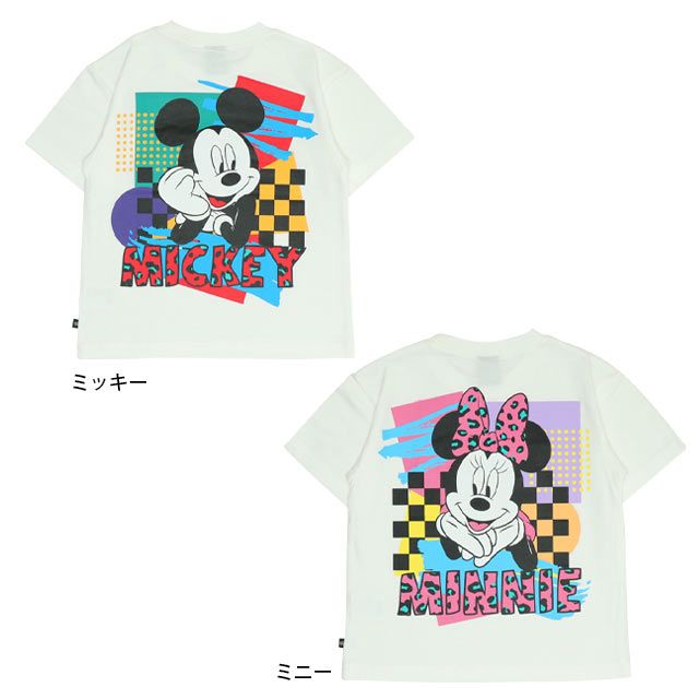【ベビードール】ミッキー 親子お揃い バックキャラクターTシャツ 0540K / ベビーサイズ キッズ リンクコーデ ペアルック 親子コーデ トップス 半袖 天竺素材 ヒョウ柄
