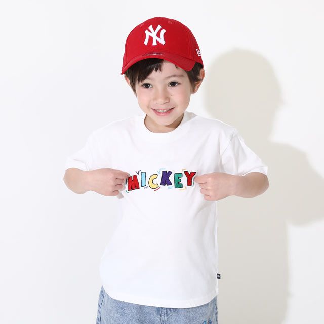 【ベビードール】ミッキー 親子お揃い バックキャラクターTシャツ 0540K / ベビーサイズ キッズ リンクコーデ ペアルック 親子コーデ トップス 半袖 天竺素材 ヒョウ柄