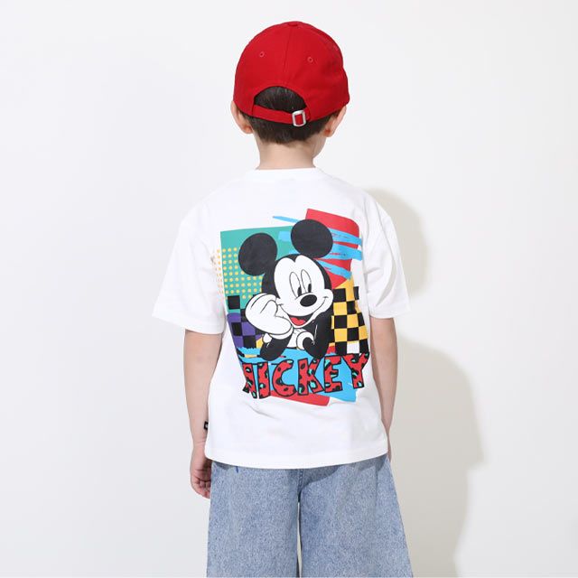 【ベビードール】ミッキー 親子お揃い バックキャラクターTシャツ 0540K / ベビーサイズ キッズ リンクコーデ ペアルック 親子コーデ トップス 半袖 天竺素材 ヒョウ柄
