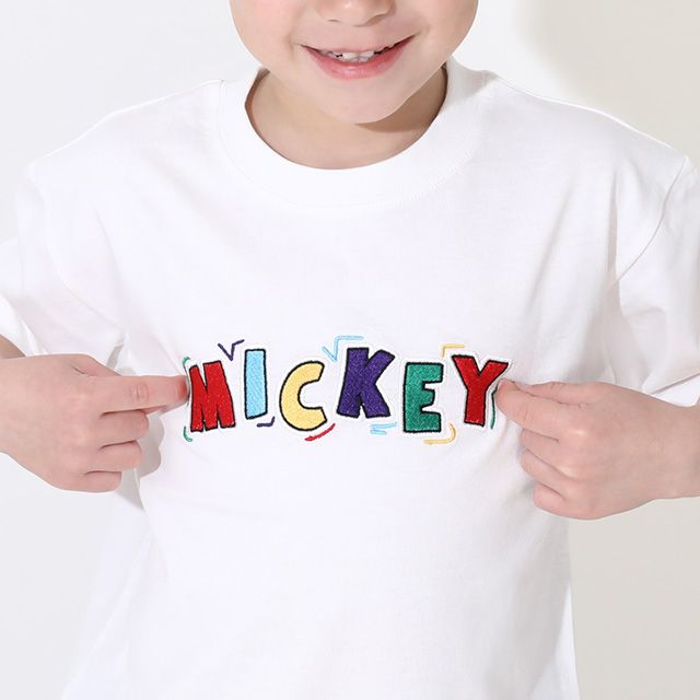 【ベビードール】ミッキー 親子お揃い バックキャラクターTシャツ 0540K / ベビーサイズ キッズ リンクコーデ ペアルック 親子コーデ トップス 半袖 天竺素材 ヒョウ柄