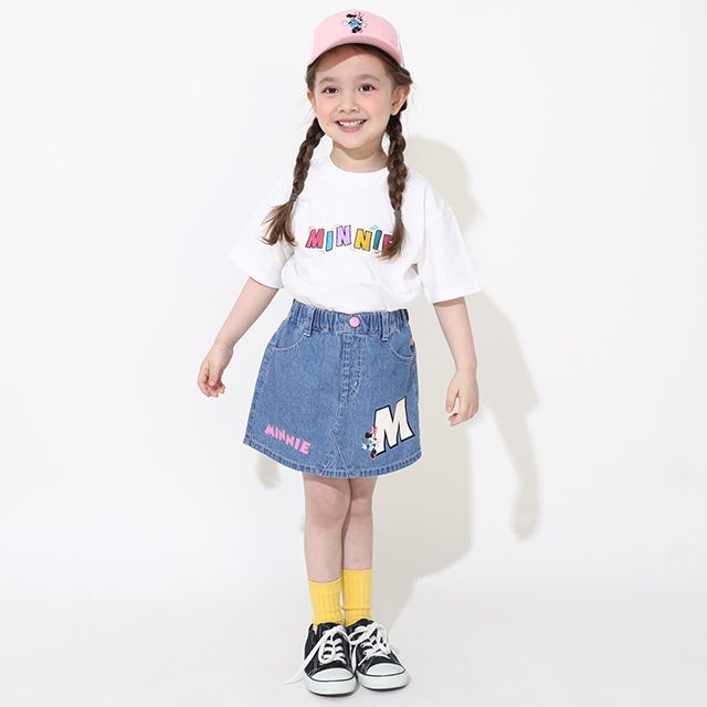 【ベビードール】ミニー 親子お揃い バックキャラクターTシャツ 0540K / ベビーサイズ キッズ リンクコーデ ペアルック 親子コーデ トップス 半袖 天竺素材 ヒョウ柄