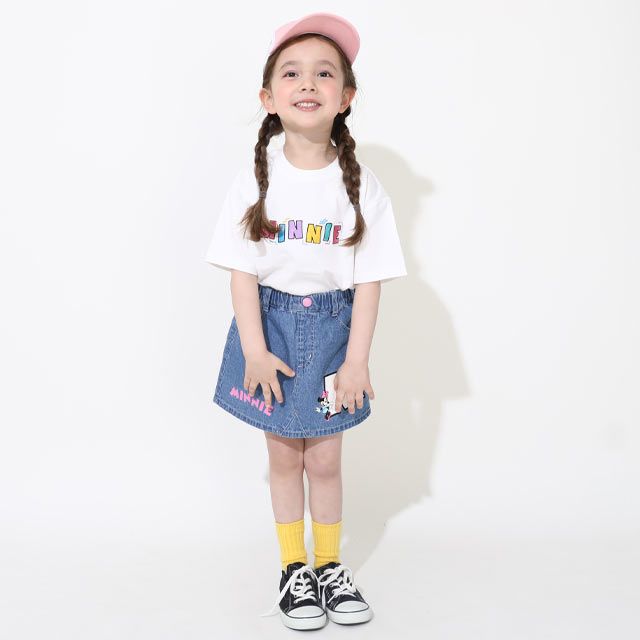 【ベビードール】ミニー 親子お揃い バックキャラクターTシャツ 0540K / ベビーサイズ キッズ リンクコーデ ペアルック 親子コーデ トップス 半袖 天竺素材 ヒョウ柄