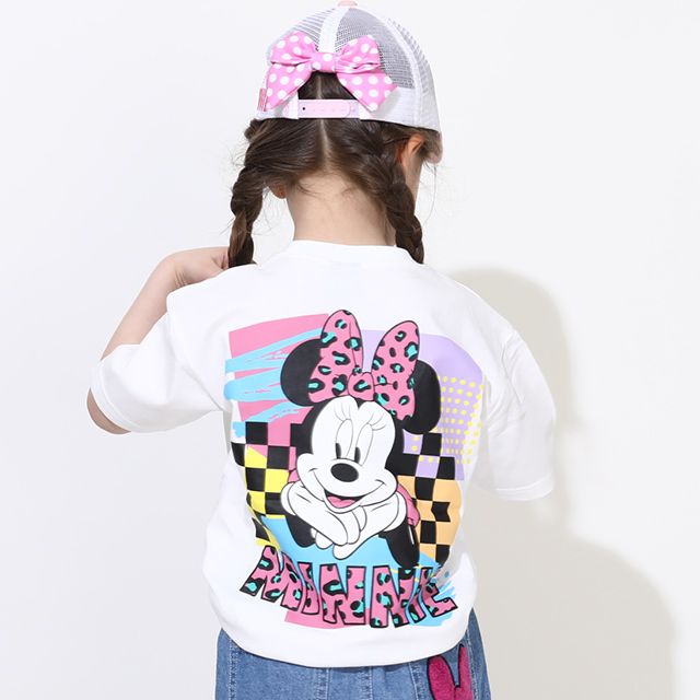 【ベビードール】ミニー 親子お揃い バックキャラクターTシャツ 0540K / ベビーサイズ キッズ リンクコーデ ペアルック 親子コーデ トップス 半袖 天竺素材 ヒョウ柄
