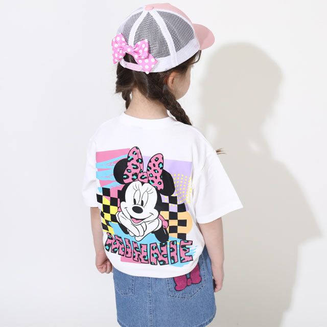 【ベビードール】ミニー 親子お揃い バックキャラクターTシャツ 0540K / ベビーサイズ キッズ リンクコーデ ペアルック 親子コーデ トップス 半袖 天竺素材 ヒョウ柄
