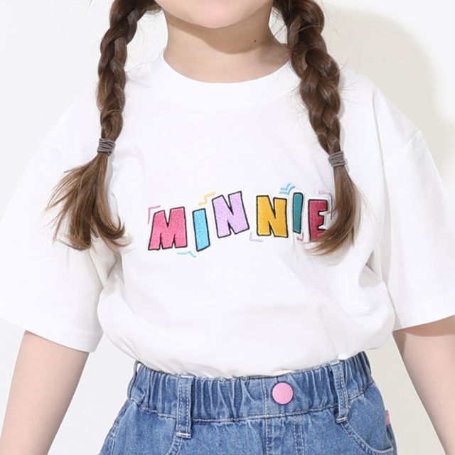 【ベビードール】ミニー 親子お揃い バックキャラクターTシャツ 0540K / ベビーサイズ キッズ リンクコーデ ペアルック 親子コーデ トップス 半袖 天竺素材 ヒョウ柄