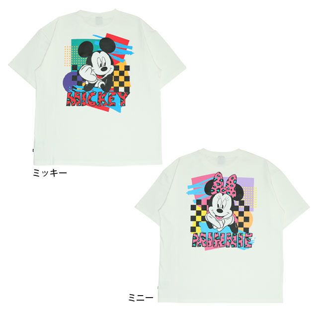 【ベビードール】ミッキー 親子お揃い バックキャラクターTシャツ 0540A / 大人 ユニセックス 男女兼用 メンズ リンクコーデ ペアルック 親子コーデ トップス 半袖 天竺素材 ヒョウ柄