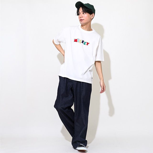 【ベビードール】ミッキー 親子お揃い バックキャラクターTシャツ 0540A / 大人 ユニセックス 男女兼用 メンズ リンクコーデ ペアルック 親子コーデ トップス 半袖 天竺素材 ヒョウ柄