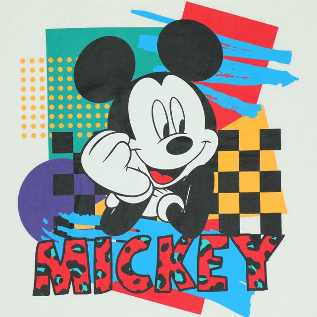 【ベビードール】ミッキー 親子お揃い バックキャラクターTシャツ 0540A / 大人 ユニセックス 男女兼用 メンズ リンクコーデ ペアルック 親子コーデ トップス 半袖 天竺素材 ヒョウ柄