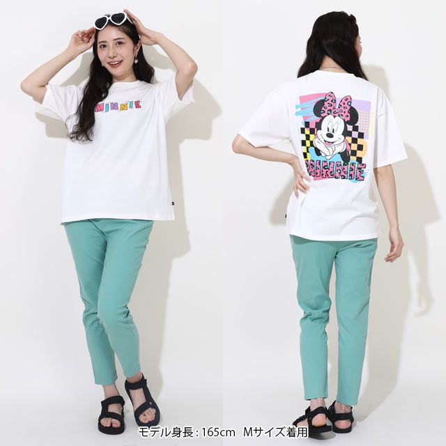 【ベビードール】ミニー 親子お揃い バックキャラクターTシャツ 0540A / 大人 ユニセックス 男女兼用 リンクコーデ ペアルック 親子コーデ トップス 半袖 天竺素材 ヒョウ柄