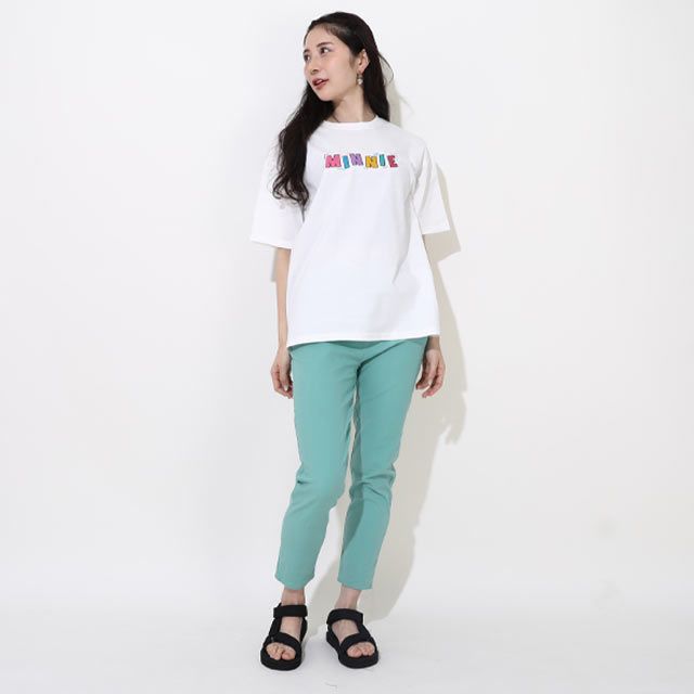 【ベビードール】ミニー 親子お揃い バックキャラクターTシャツ 0540A / 大人 ユニセックス 男女兼用 リンクコーデ ペアルック 親子コーデ トップス 半袖 天竺素材 ヒョウ柄