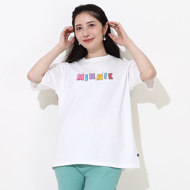 【ベビードール】ミニー 親子お揃い バックキャラクターTシャツ 0540A / 大人 ユニセックス 男女兼用 リンクコーデ ペアルック 親子コーデ トップス 半袖 天竺素材 ヒョウ柄