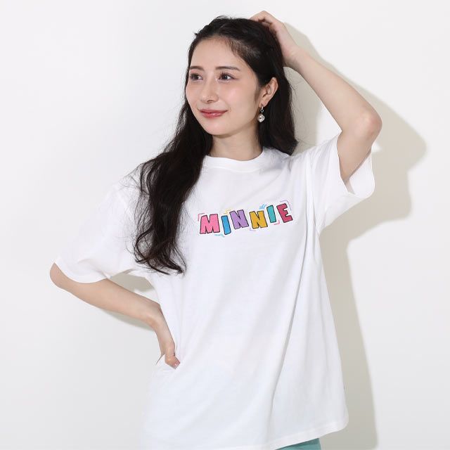 【ベビードール】ミニー 親子お揃い バックキャラクターTシャツ 0540A / 大人 ユニセックス 男女兼用 リンクコーデ ペアルック 親子コーデ トップス 半袖 天竺素材 ヒョウ柄