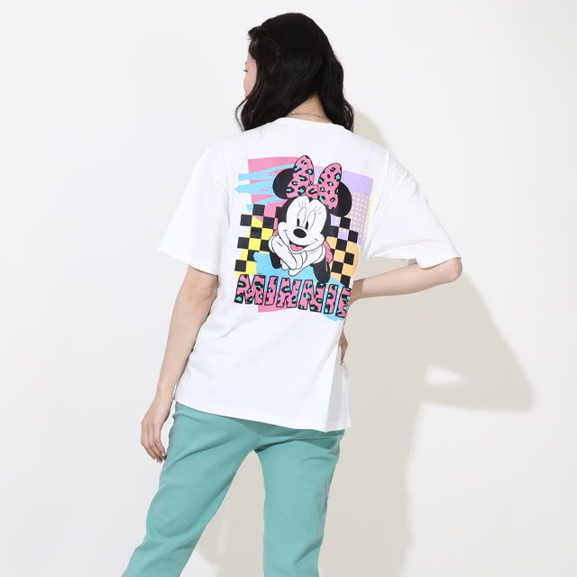 【ベビードール】ミニー 親子お揃い バックキャラクターTシャツ 0540A / 大人 ユニセックス 男女兼用 リンクコーデ ペアルック 親子コーデ トップス 半袖 天竺素材 ヒョウ柄