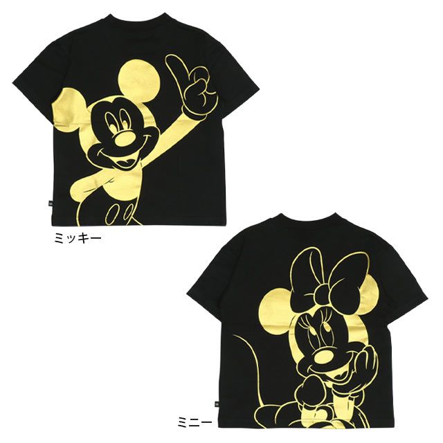 【ベビードール】ミッキー 親子お揃い 箔キャラクターTシャツ 0541K / ベビーサイズ キッズ リンクコーデ ペアルック 親子コーデ トップス 半袖 天竺素材 ゴージャス ゴールド