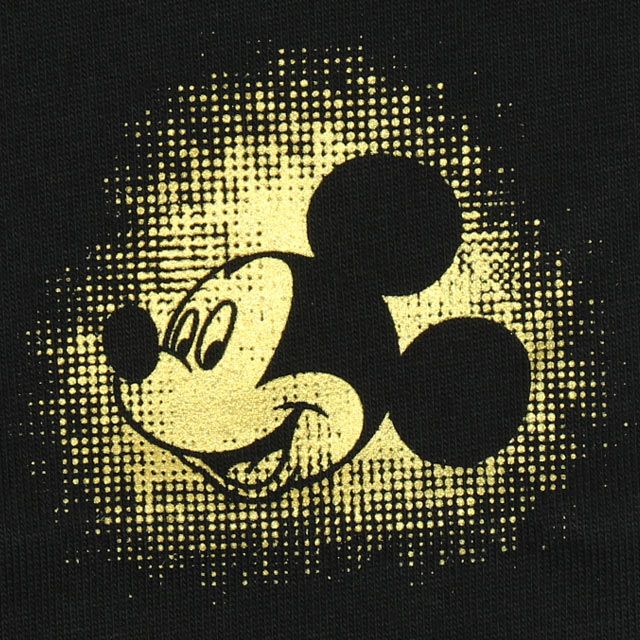 【ベビードール】ミッキー 親子お揃い 箔キャラクターTシャツ 0541K / ベビーサイズ キッズ リンクコーデ ペアルック 親子コーデ トップス 半袖 天竺素材 ゴージャス ゴールド