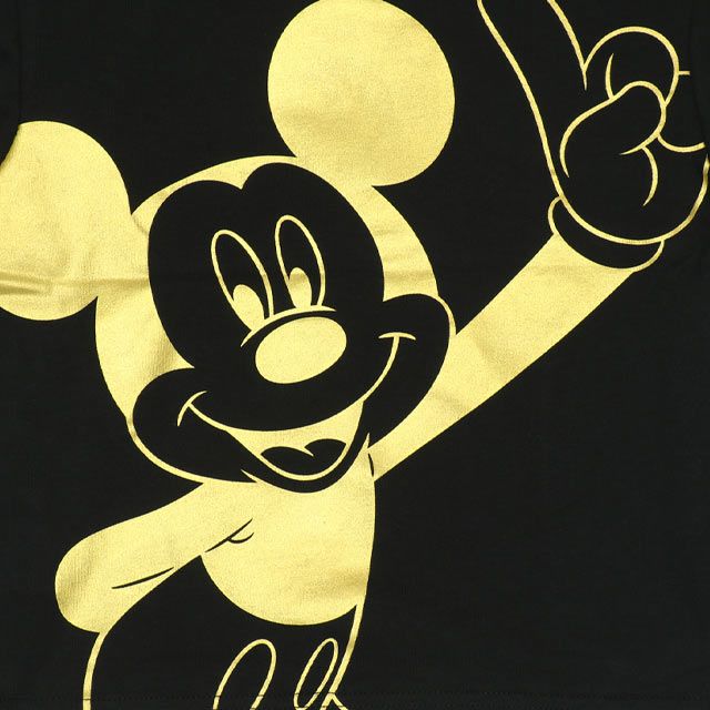 【ベビードール】ミッキー 親子お揃い 箔キャラクターTシャツ 0541K / ベビーサイズ キッズ リンクコーデ ペアルック 親子コーデ トップス 半袖 天竺素材 ゴージャス ゴールド