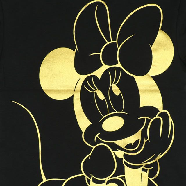 【ベビードール】ミニー 親子お揃い 箔キャラクターTシャツ 0541K / ベビーサイズ キッズ リンクコーデ ペアルック 親子コーデ トップス 半袖 天竺素材 ゴージャス ゴールド