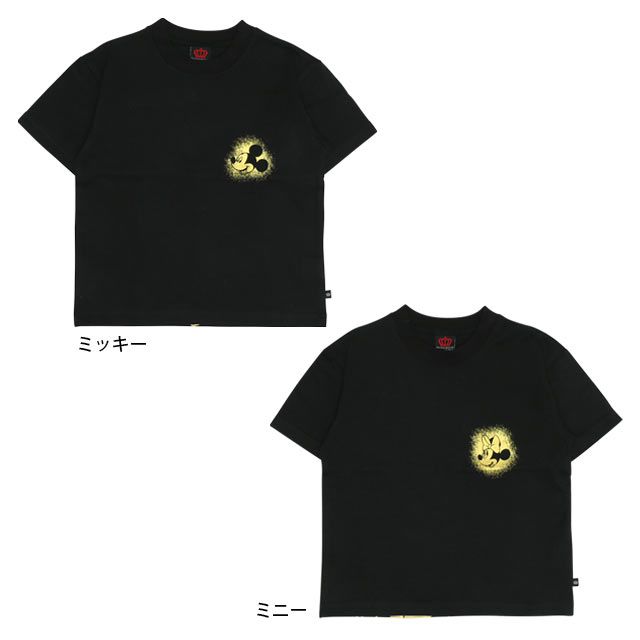 【ベビードール】ミニー 親子お揃い 箔キャラクターTシャツ 0541K / ベビーサイズ キッズ リンクコーデ ペアルック 親子コーデ トップス 半袖 天竺素材 ゴージャス ゴールド