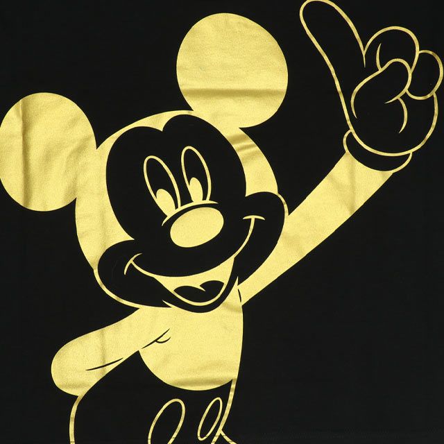 【ベビードール】ミッキー 親子お揃い 箔キャラクターTシャツ 0541A / 大人 ユニセックス 男女兼用 メンズ リンクコーデ ペアルック 親子コーデ トップス 半袖 天竺素材 ゴージャス ゴールド