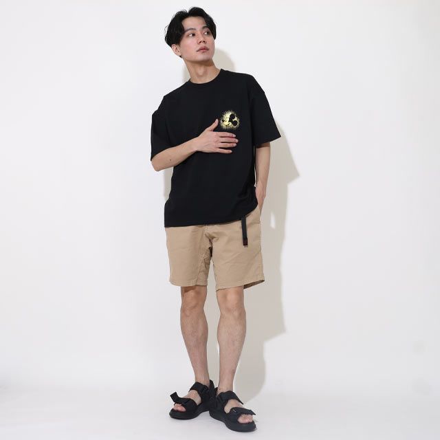 【ベビードール】ミッキー 親子お揃い 箔キャラクターTシャツ 0541A / 大人 ユニセックス 男女兼用 メンズ リンクコーデ ペアルック 親子コーデ トップス 半袖 天竺素材 ゴージャス ゴールド