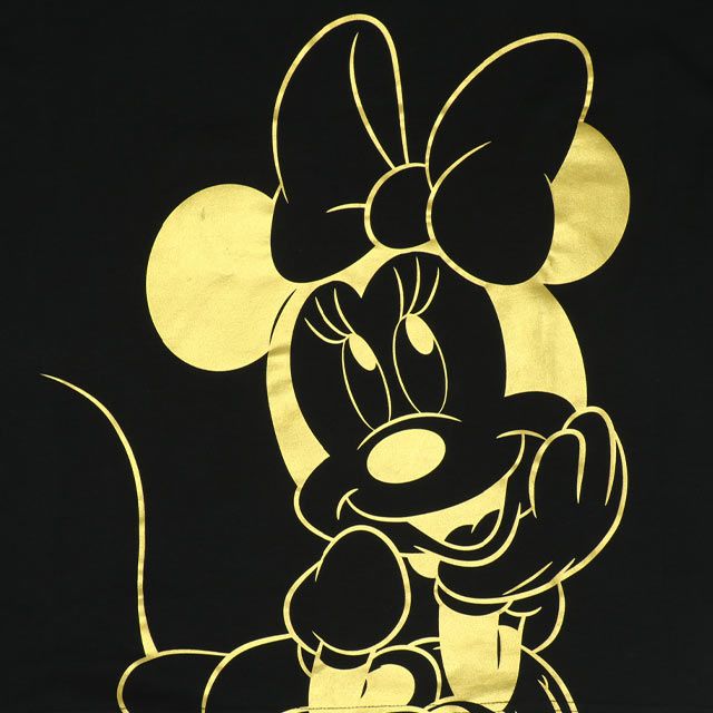 【ベビードール】ミニー 親子お揃い 箔キャラクターTシャツ 0541A / 大人 ユニセックス 男女兼用 リンクコーデ ペアルック 親子コーデ トップス 半袖 天竺素材 ゴージャス ゴールド