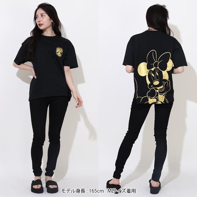 【ベビードール】ミニー 親子お揃い 箔キャラクターTシャツ 0541A / 大人 ユニセックス 男女兼用 リンクコーデ ペアルック 親子コーデ トップス 半袖 天竺素材 ゴージャス ゴールド