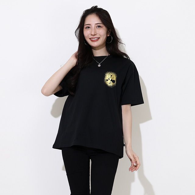 【ベビードール】ミニー 親子お揃い 箔キャラクターTシャツ 0541A / 大人 ユニセックス 男女兼用 リンクコーデ ペアルック 親子コーデ トップス 半袖 天竺素材 ゴージャス ゴールド