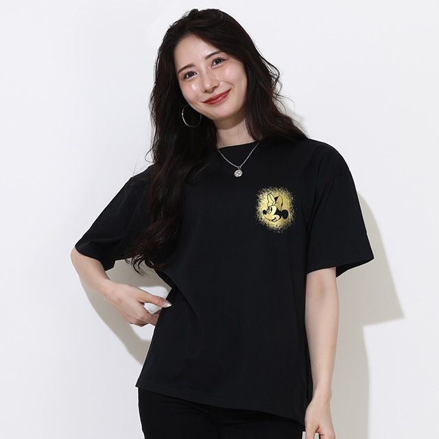 【ベビードール】ミニー 親子お揃い 箔キャラクターTシャツ 0541A / 大人 ユニセックス 男女兼用 リンクコーデ ペアルック 親子コーデ トップス 半袖 天竺素材 ゴージャス ゴールド