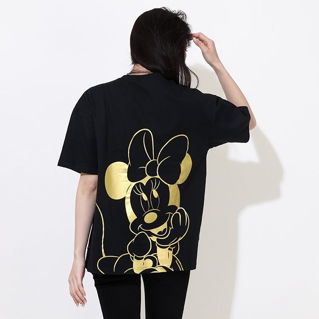 【ベビードール】ミニー 親子お揃い 箔キャラクターTシャツ 0541A / 大人 ユニセックス 男女兼用 リンクコーデ ペアルック 親子コーデ トップス 半袖 天竺素材 ゴージャス ゴールド