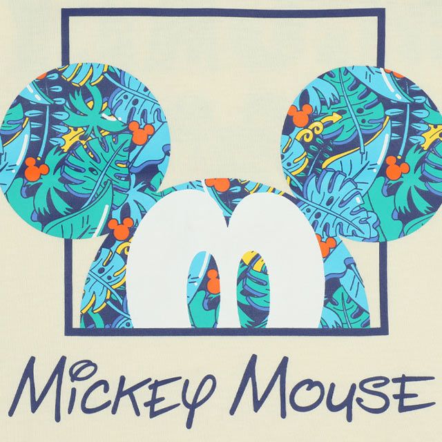 【ベビードール】ミッキー 親子お揃い リゾート柄Tシャツ 0546K / ベビーサイズ キッズ リンクコーデ ペアルック 親子コーデ トップス 半袖 天竺素材 リゾート