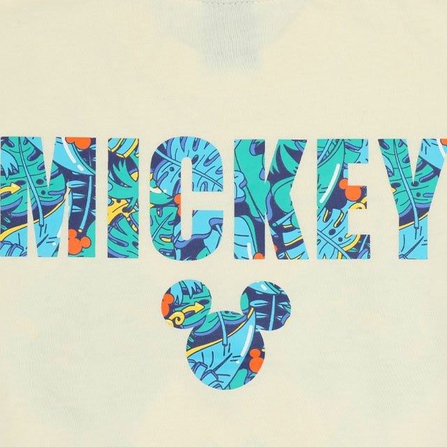 【ベビードール】ミッキー 親子お揃い リゾート柄Tシャツ 0546K / ベビーサイズ キッズ リンクコーデ ペアルック 親子コーデ トップス 半袖 天竺素材 リゾート