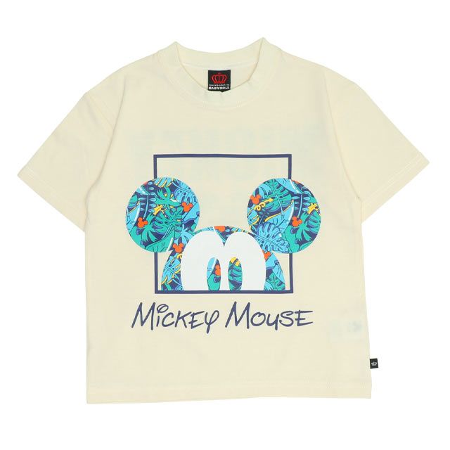 【ベビードール】ミッキー 親子お揃い リゾート柄Tシャツ 0546K / ベビーサイズ キッズ リンクコーデ ペアルック 親子コーデ トップス 半袖 天竺素材 リゾート
