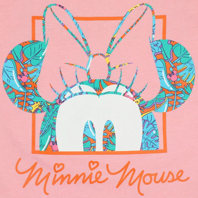 【ベビードール】ミニー 親子お揃い リゾート柄Tシャツ 0546K / ベビーサイズ キッズ リンクコーデ ペアルック 親子コーデ トップス 半袖 天竺素材 リゾート