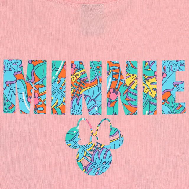 【ベビードール】ミニー 親子お揃い リゾート柄Tシャツ 0546K / ベビーサイズ キッズ リンクコーデ ペアルック 親子コーデ トップス 半袖 天竺素材 リゾート