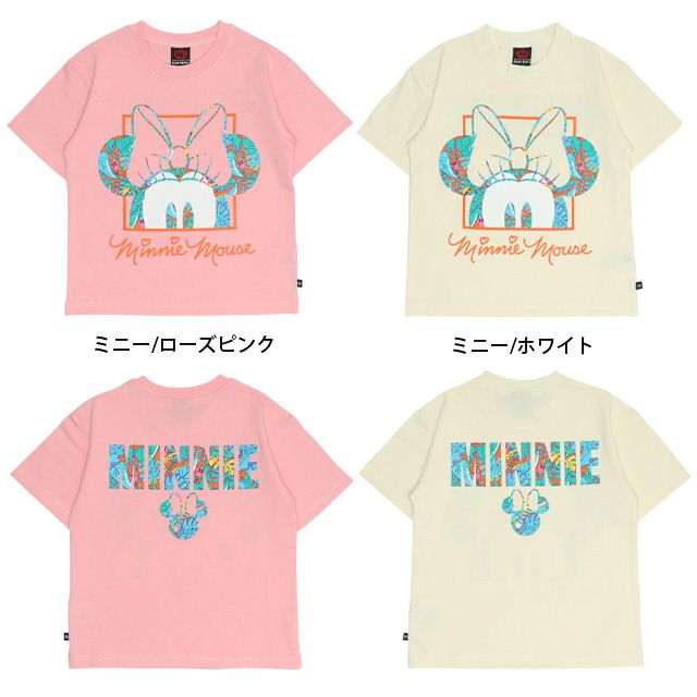 【ベビードール】ミニー 親子お揃い リゾート柄Tシャツ 0546K / ベビーサイズ キッズ リンクコーデ ペアルック 親子コーデ トップス 半袖 天竺素材 リゾート