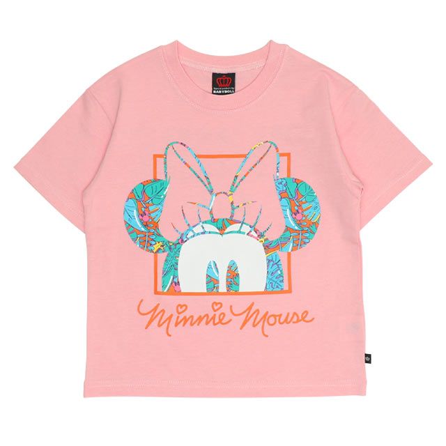 【ベビードール】ミニー 親子お揃い リゾート柄Tシャツ 0546K / ベビーサイズ キッズ リンクコーデ ペアルック 親子コーデ トップス 半袖 天竺素材 リゾート