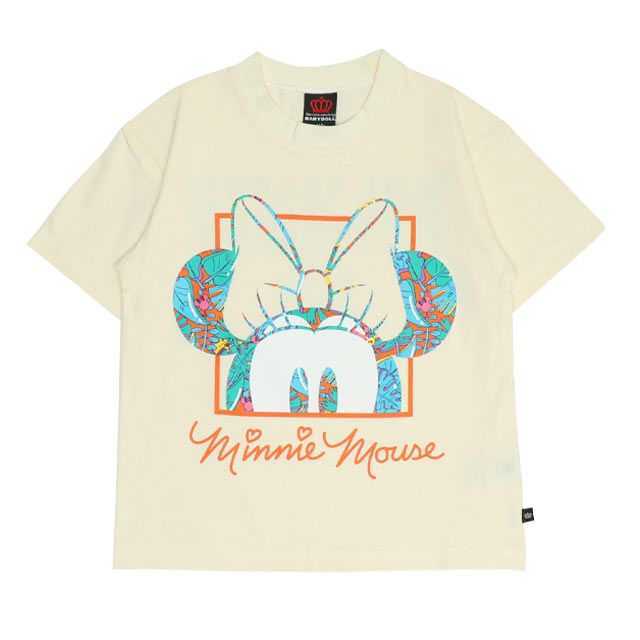 【ベビードール】ミニー 親子お揃い リゾート柄Tシャツ 0546K / ベビーサイズ キッズ リンクコーデ ペアルック 親子コーデ トップス 半袖 天竺素材 リゾート