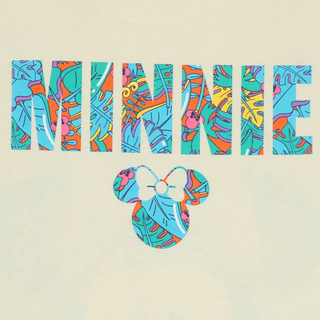 【ベビードール】ミニー 親子お揃い リゾート柄Tシャツ 0546A / 大人 ユニセックス 男女兼用 リンクコーデ ペアルック 親子コーデ トップス 半袖 天竺素材 リゾート