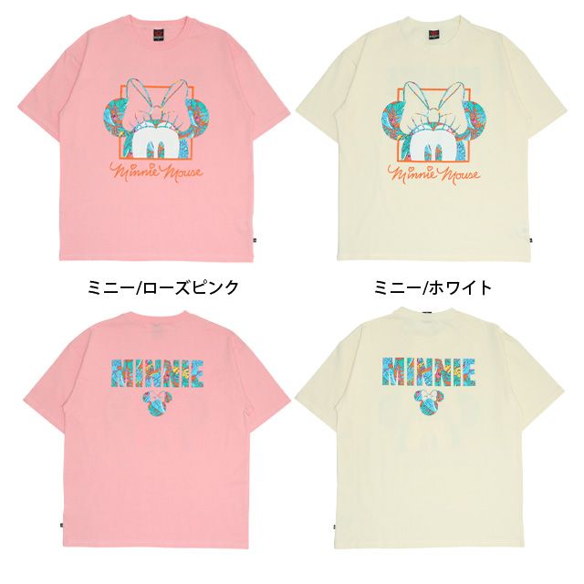 【ベビードール】ミニー 親子お揃い リゾート柄Tシャツ 0546A / 大人 ユニセックス 男女兼用 リンクコーデ ペアルック 親子コーデ トップス 半袖 天竺素材 リゾート