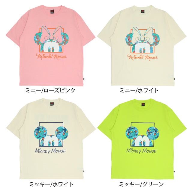 【ベビードール】ミニー 親子お揃い リゾート柄Tシャツ 0546A / 大人 ユニセックス 男女兼用 リンクコーデ ペアルック 親子コーデ トップス 半袖 天竺素材 リゾート