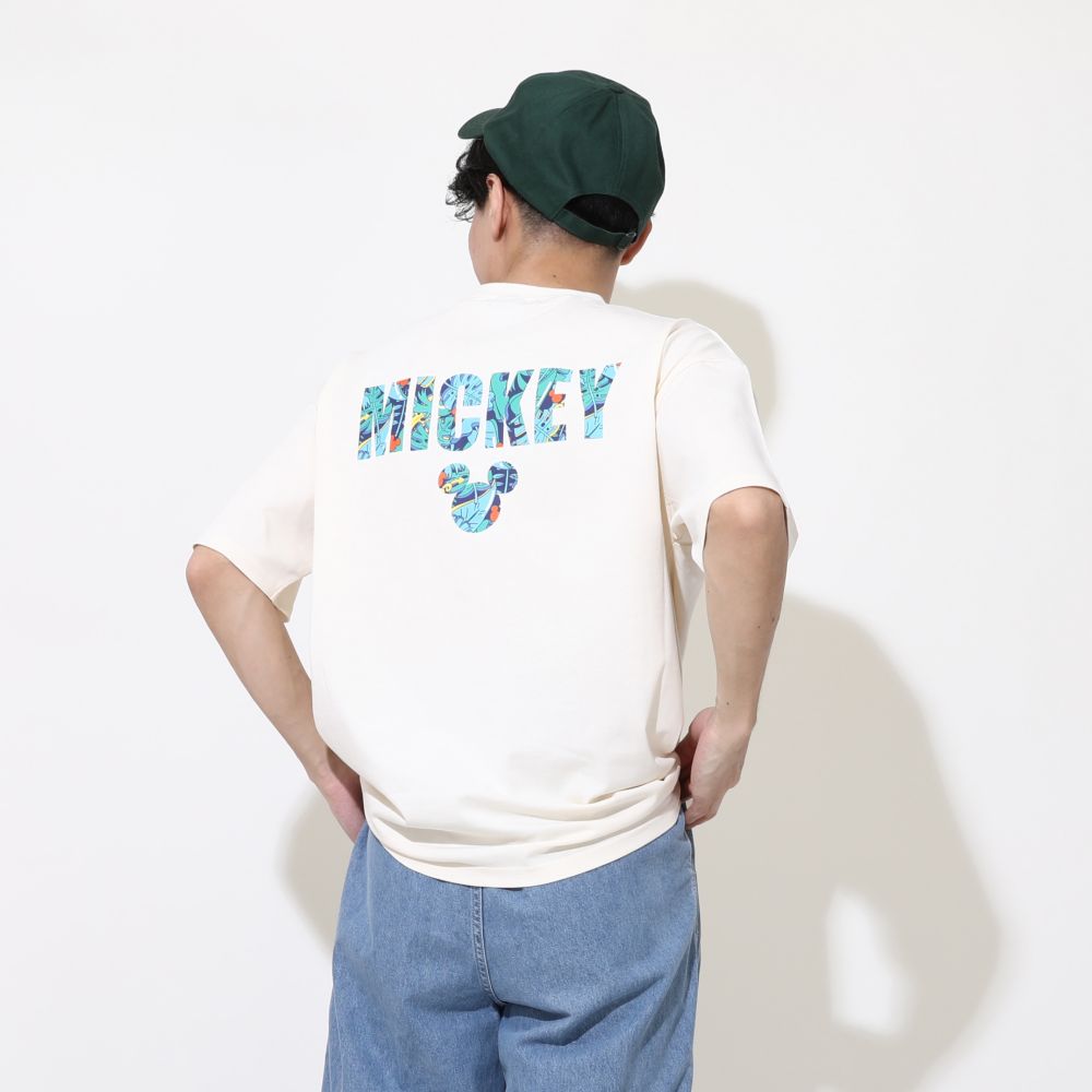 【ベビードール】ミッキー 親子お揃い リゾート柄Tシャツ 0546A / 大人 ユニセックス 男女兼用 メンズ リンクコーデ ペアルック 親子コーデ トップス 半袖 天竺素材 リゾート