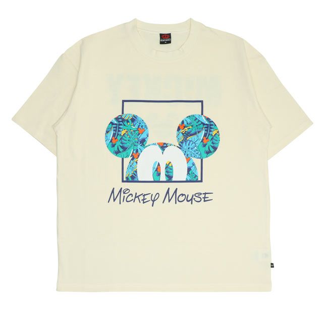 【ベビードール】ミッキー 親子お揃い リゾート柄Tシャツ 0546A / 大人 ユニセックス 男女兼用 メンズ リンクコーデ ペアルック 親子コーデ トップス 半袖 天竺素材 リゾート