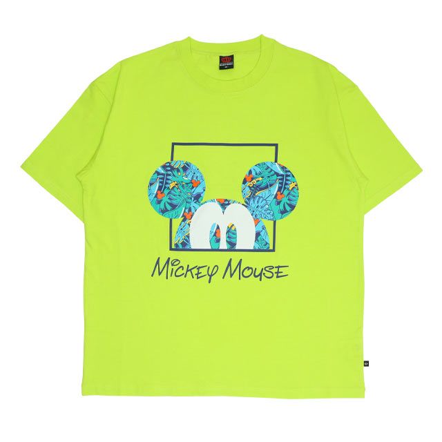 【ベビードール】ミッキー 親子お揃い リゾート柄Tシャツ 0546A / 大人 ユニセックス 男女兼用 メンズ リンクコーデ ペアルック 親子コーデ トップス 半袖 天竺素材 リゾート