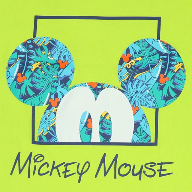 【ベビードール】ミッキー 親子お揃い リゾート柄Tシャツ 0546A / 大人 ユニセックス 男女兼用 メンズ リンクコーデ ペアルック 親子コーデ トップス 半袖 天竺素材 リゾート