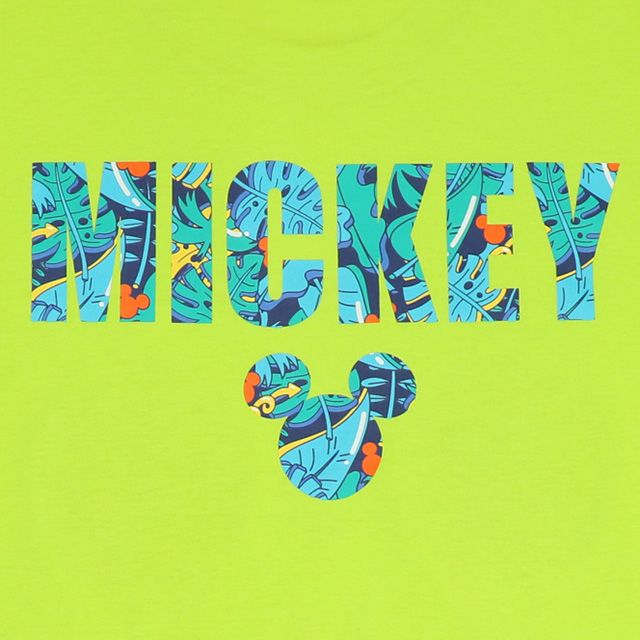 【ベビードール】ミッキー 親子お揃い リゾート柄Tシャツ 0546A / 大人 ユニセックス 男女兼用 メンズ リンクコーデ ペアルック 親子コーデ トップス 半袖 天竺素材 リゾート