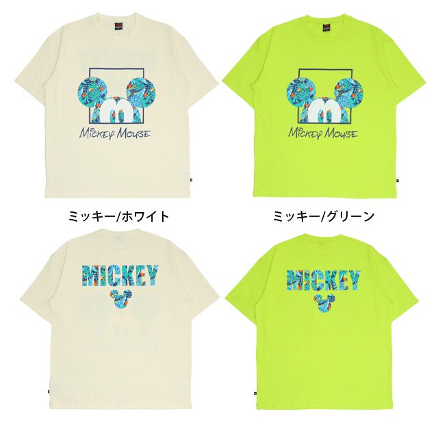 【ベビードール】ミッキー 親子お揃い リゾート柄Tシャツ 0546A / 大人 ユニセックス 男女兼用 メンズ リンクコーデ ペアルック 親子コーデ トップス 半袖 天竺素材 リゾート