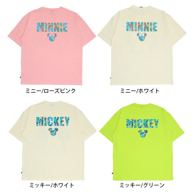 【ベビードール】ミッキー 親子お揃い リゾート柄Tシャツ 0546A / 大人 ユニセックス 男女兼用 メンズ リンクコーデ ペアルック 親子コーデ トップス 半袖 天竺素材 リゾート