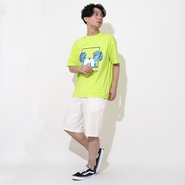 【ベビードール】ミッキー 親子お揃い リゾート柄Tシャツ 0546A / 大人 ユニセックス 男女兼用 メンズ リンクコーデ ペアルック 親子コーデ トップス 半袖 天竺素材 リゾート