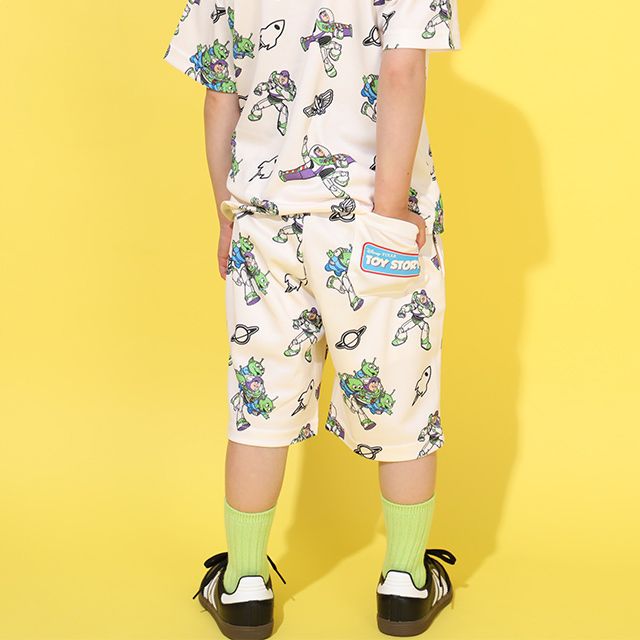 【ベビードール】バズ メッシュ総柄 ハーフパンツ 0569K （トップス別売） / トイ・ストーリー リトルグリーンメン ベビーサイズ キッズ ボトム 短パン ウエスト総ゴム インナーパンツ付き セットアップアイテム